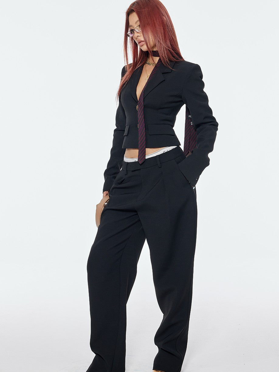 BUM STUDIO Tapered Bonded Pencil High Waist Women's Polyester Tailored Pants
