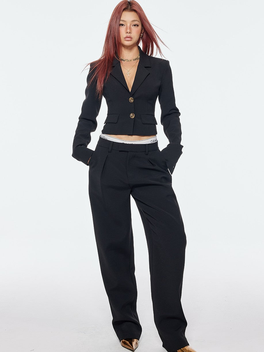BUM STUDIO Tapered Bonded Pencil High Waist Women's Polyester Tailored Pants