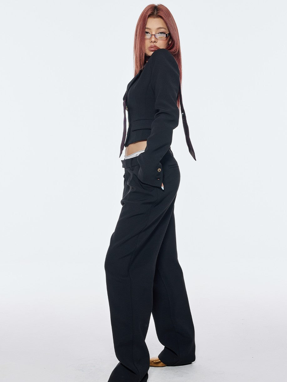 BUM STUDIO Tapered Bonded Pencil High Waist Women's Polyester Tailored Pants