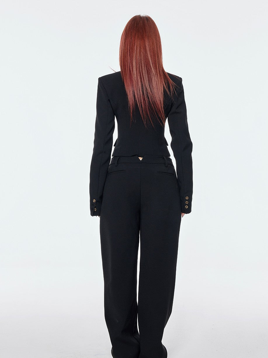 BUM STUDIO Tapered Bonded Pencil High Waist Women's Polyester Tailored Pants
