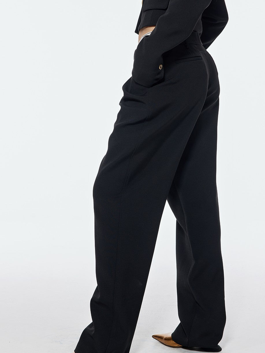 BUM STUDIO Tapered Bonded Pencil High Waist Women's Polyester Tailored Pants
