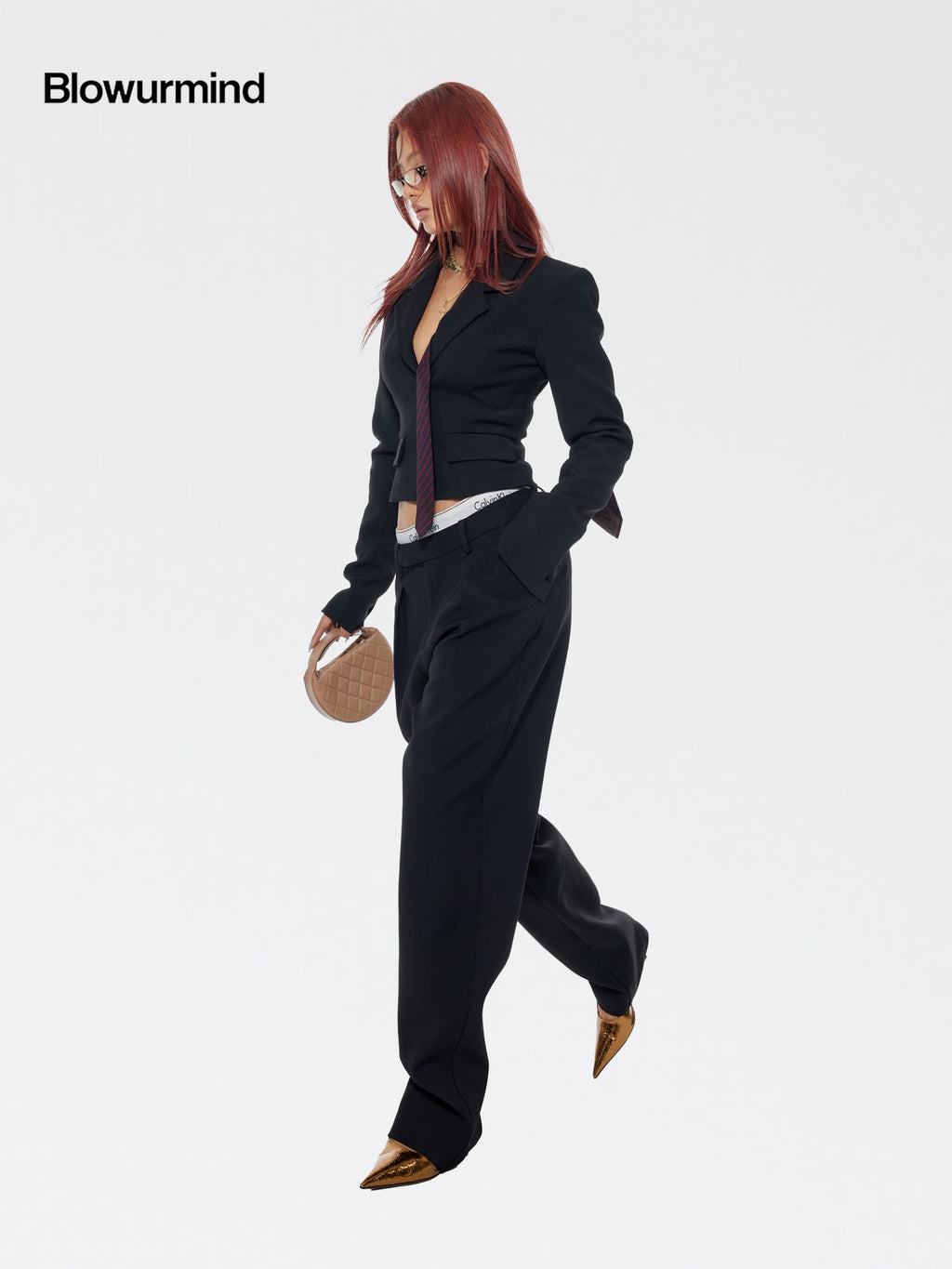 BUM STUDIO Tapered Bonded Pencil High Waist Women's Polyester Tailored Pants