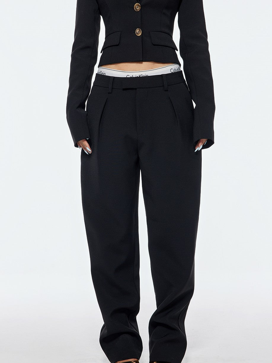 BUM STUDIO Tapered Bonded Pencil High Waist Women's Polyester Tailored Pants