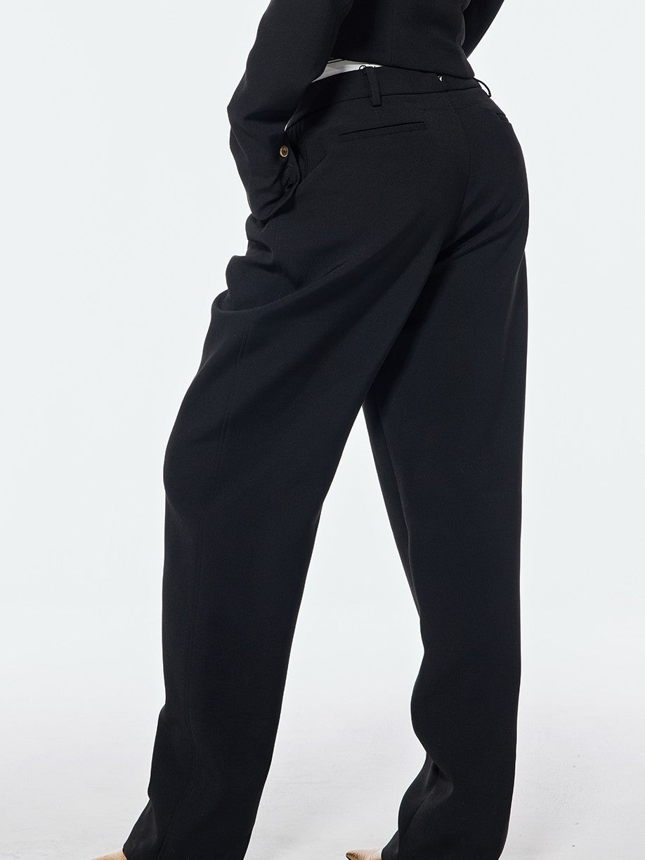 BUM STUDIO Tapered Bonded Pencil High Waist Women's Polyester Tailored Pants