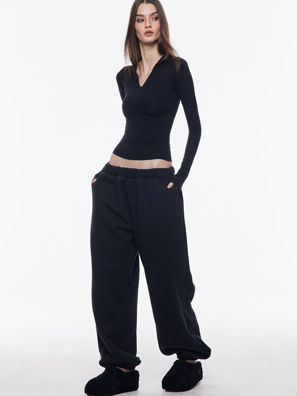 BUM STUDIO Thermal Double Layer 360 Fit Invisible Zip Women's Nylon Long Sleeve T-shirts
