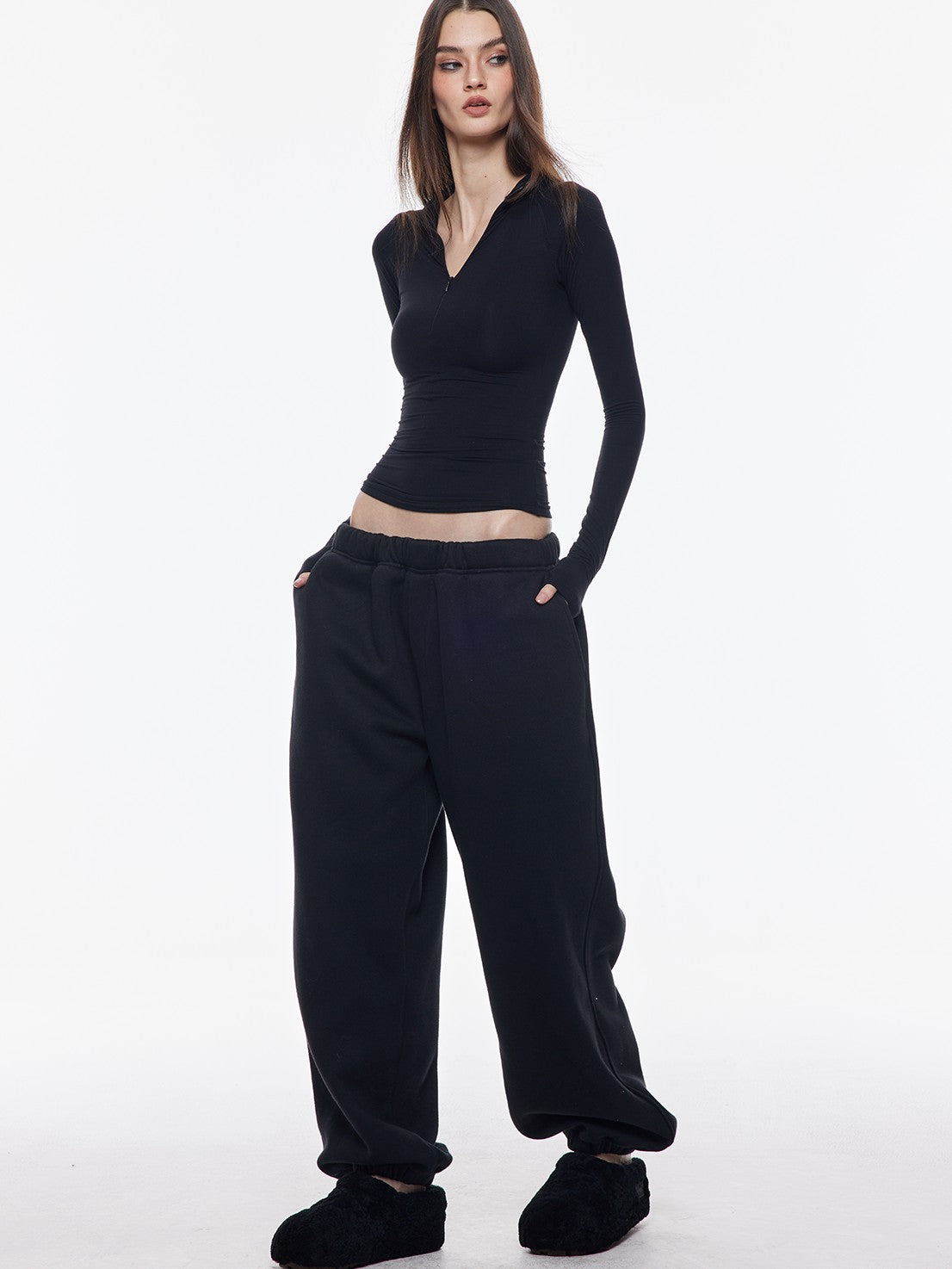 BUM STUDIO Thermal Double Layer 360 Fit Invisible Zip Women's Nylon Long Sleeve T-shirts