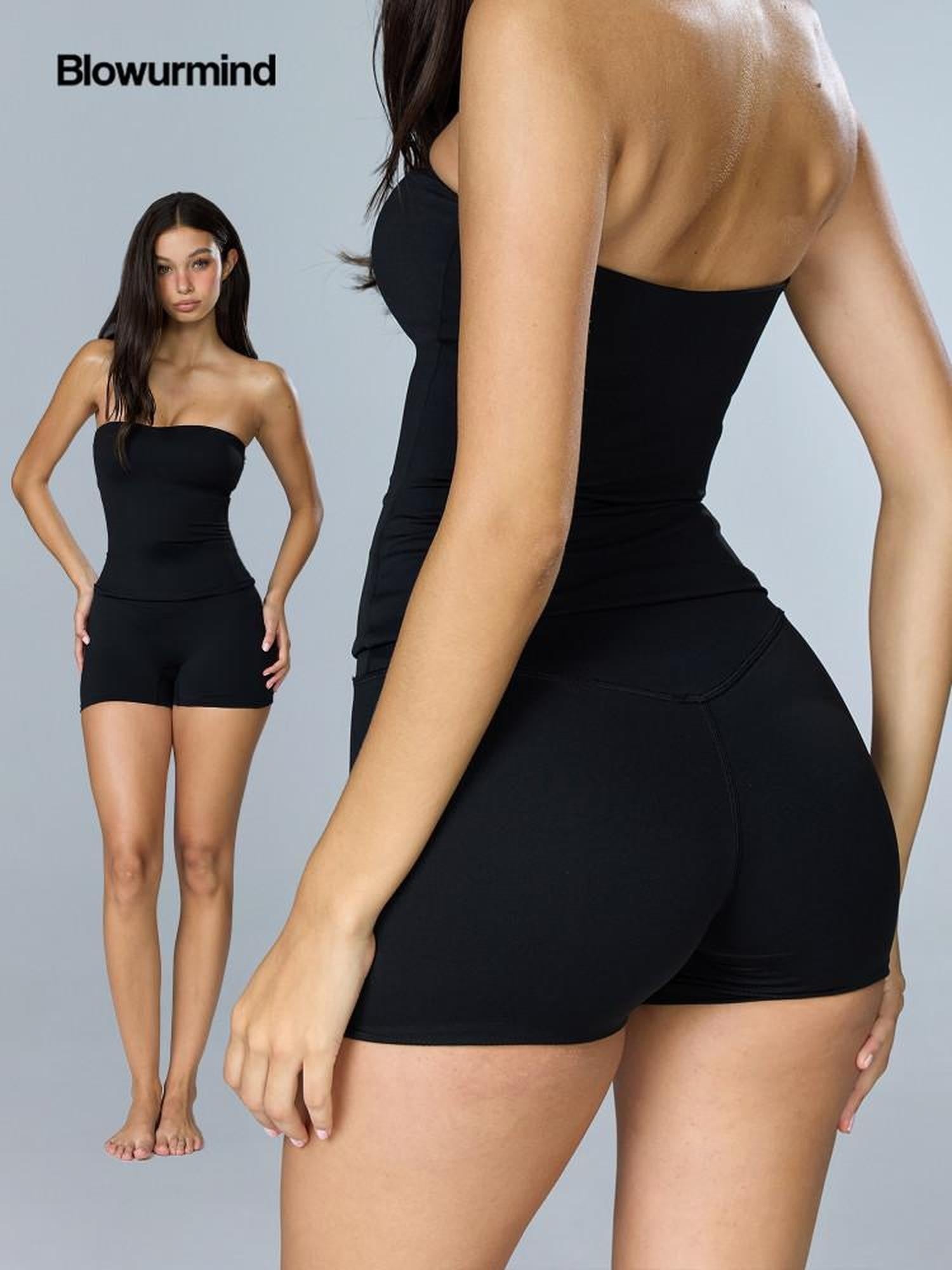 BUM STUDIO Tummy Control Butt Lift High Stretch Women's Polyester Athletic Shorts