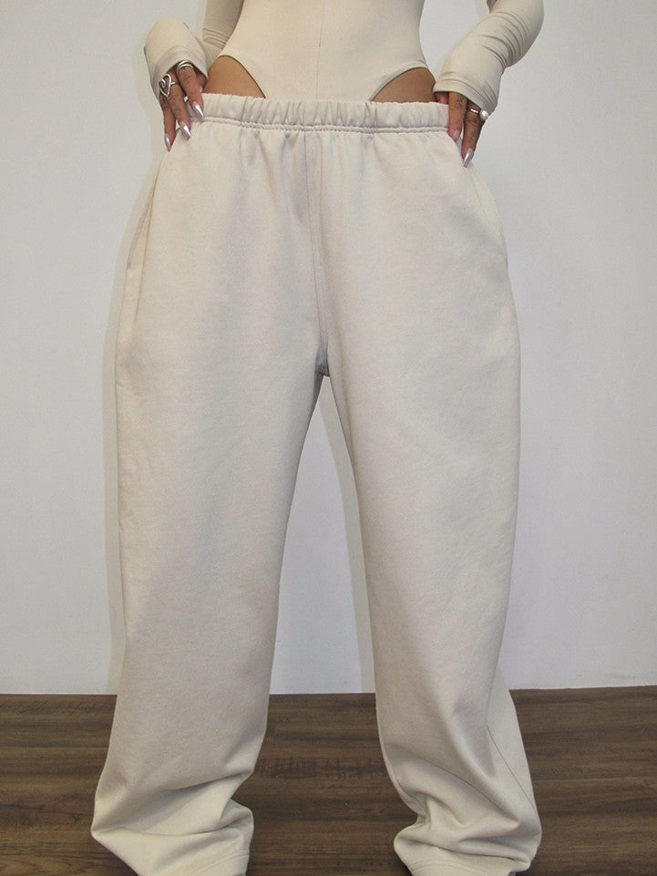 BUM STUDIO Warm Sand 3d Tailored Scimitar Short Rise Women's Cotton Blend Wide-leg Pants