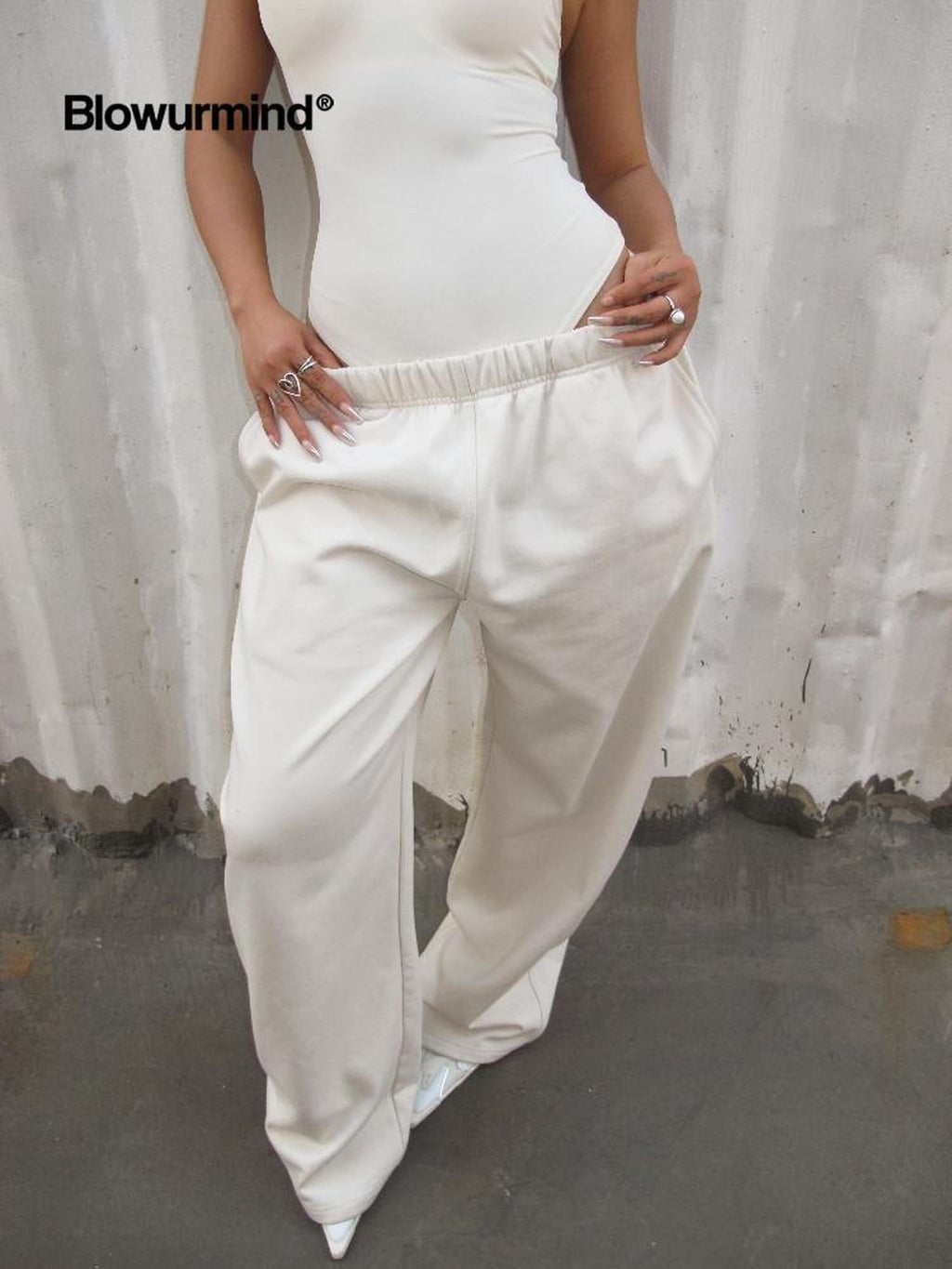 BUM STUDIO Warm Sand 3d Tailored Scimitar Short Rise Women's Cotton Blend Wide-leg Pants