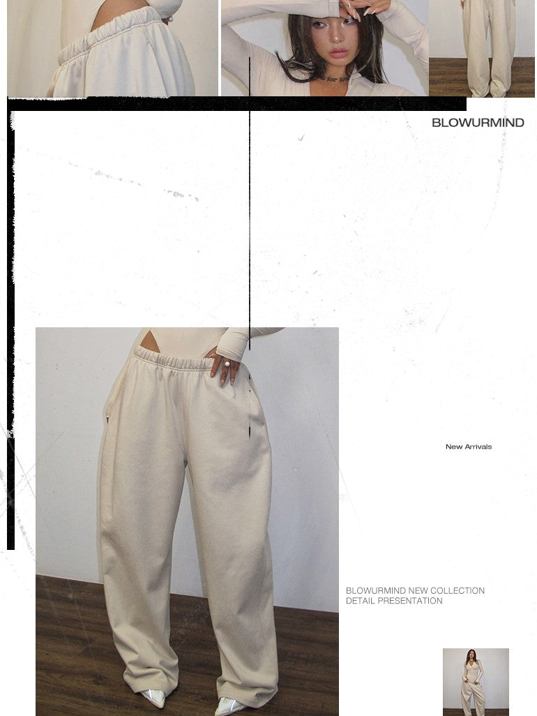 BUM STUDIO Warm Sand 3d Tailored Scimitar Short Rise Women's Cotton Blend Wide-leg Pants