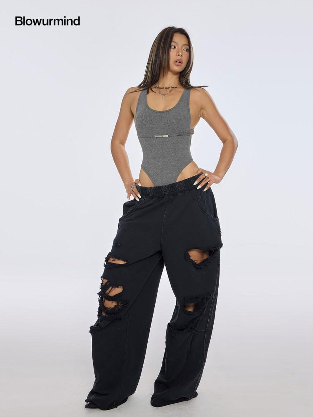 BUM STUDIO Washed Black Distressed Brushed Women's 100 Percent Cotton Sweatpants