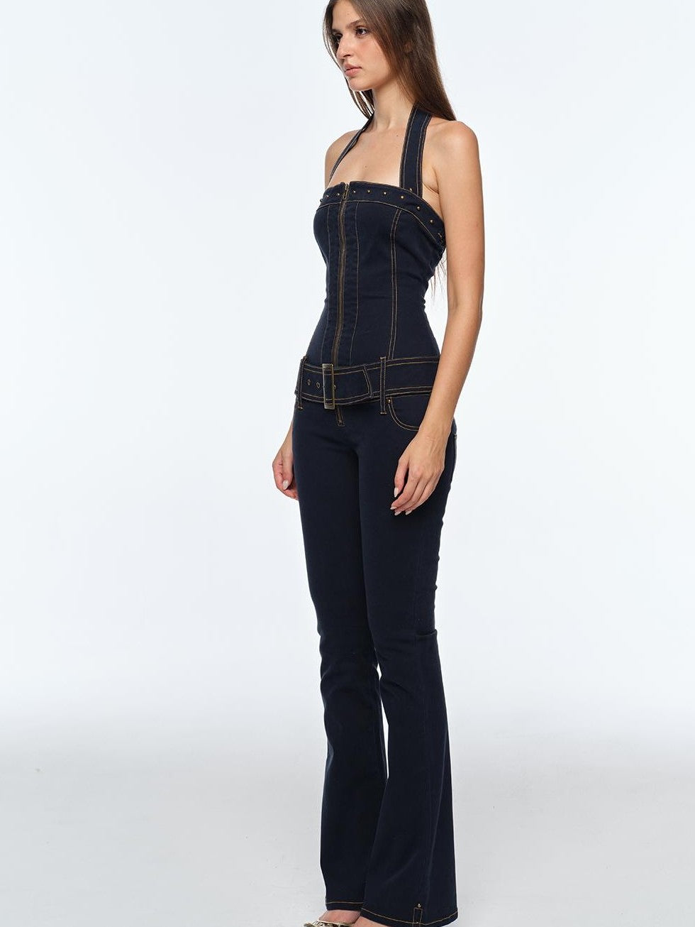 BUM STUDIO Washed Detachable Strap High Waist Street Slim Fit Women's Cotton Basic Bodysuits
