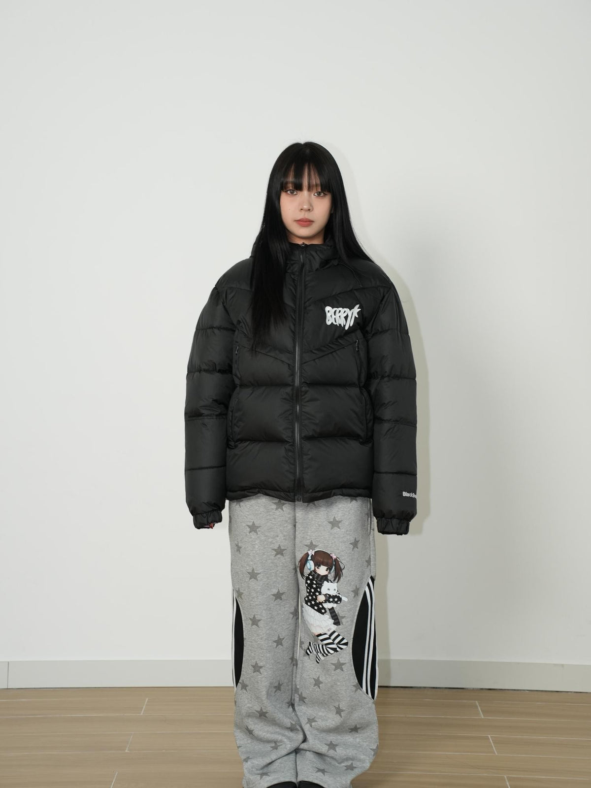 BlackBerry Black American Street Hooded Zip Padded Women's Cotton Filled Puffer Jackets