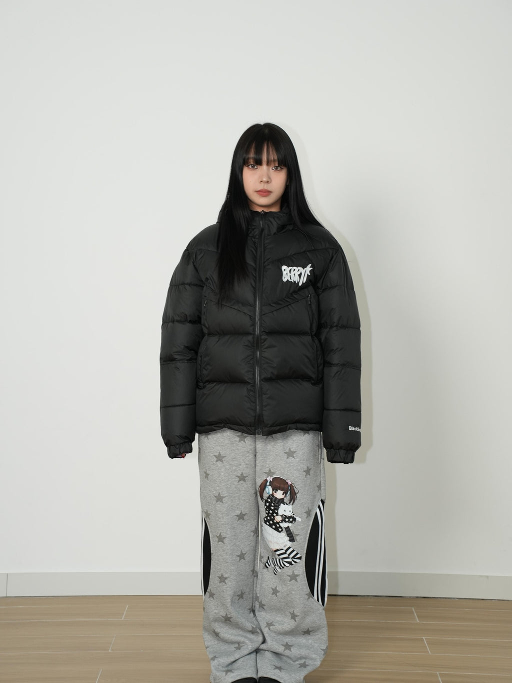BlackBerry Black American Street Hooded Zip Padded Women's Cotton Filled Puffer Jackets