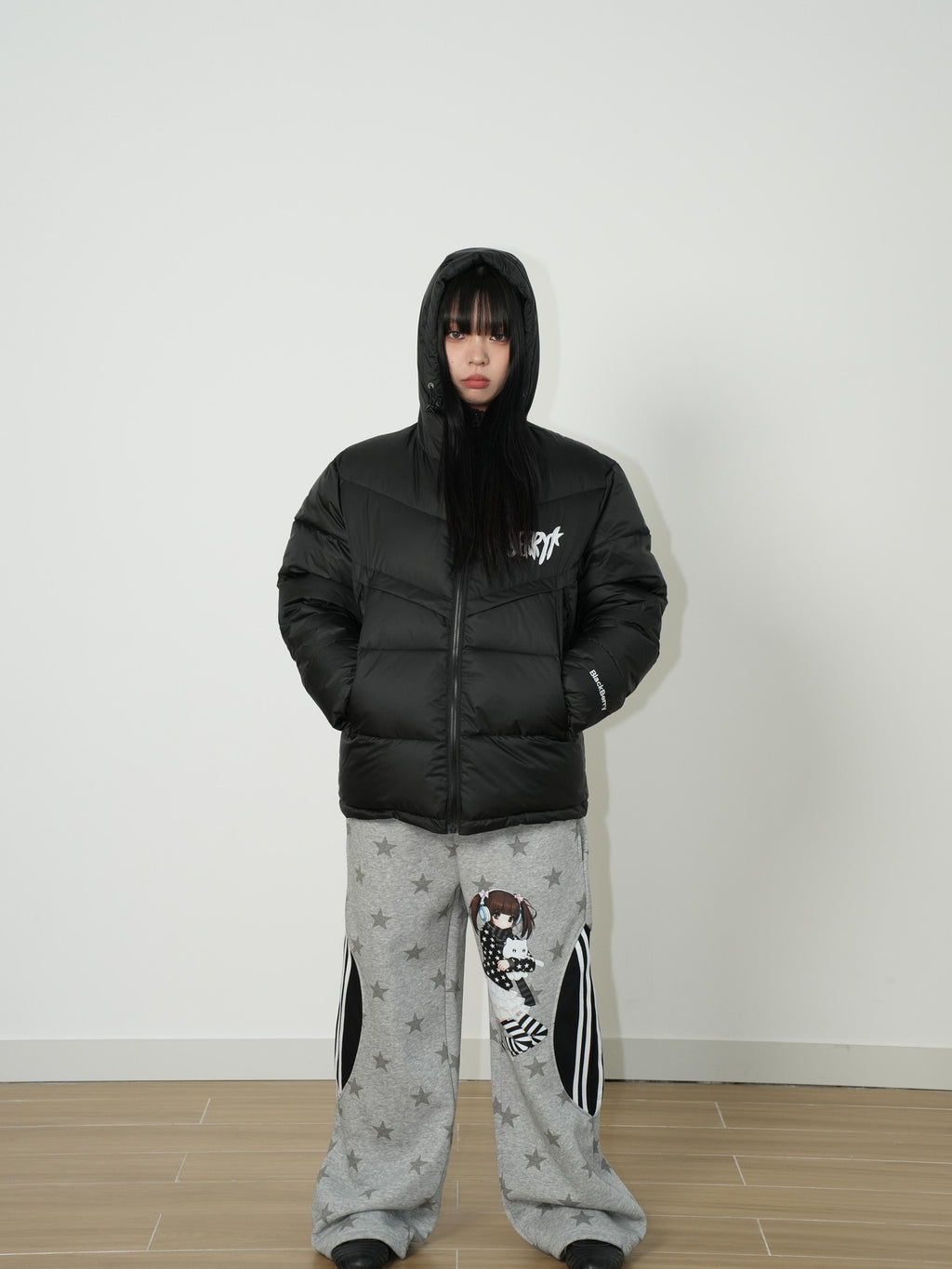 BlackBerry Black American Street Hooded Zip Padded Women's Cotton Filled Puffer Jackets