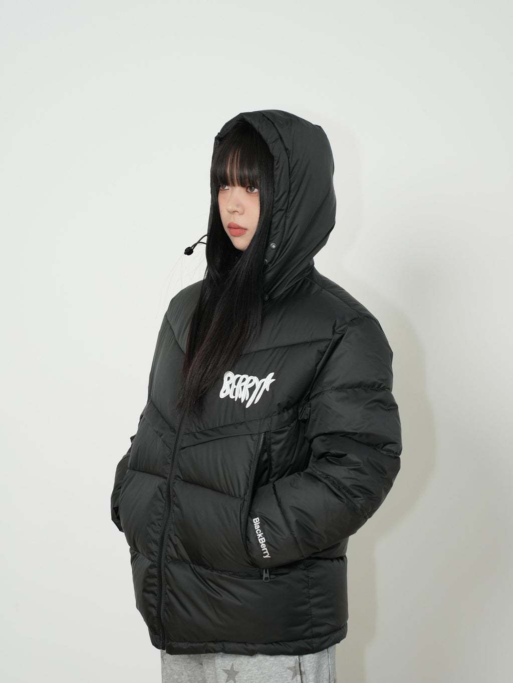 BlackBerry Black American Street Hooded Zip Padded Women's Cotton Filled Puffer Jackets
