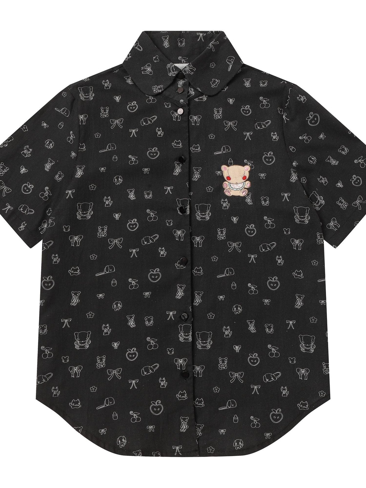 BlackBerry Black Bear Slim Fit Japanese Lapel Short Sleeve Open Women's Shirts