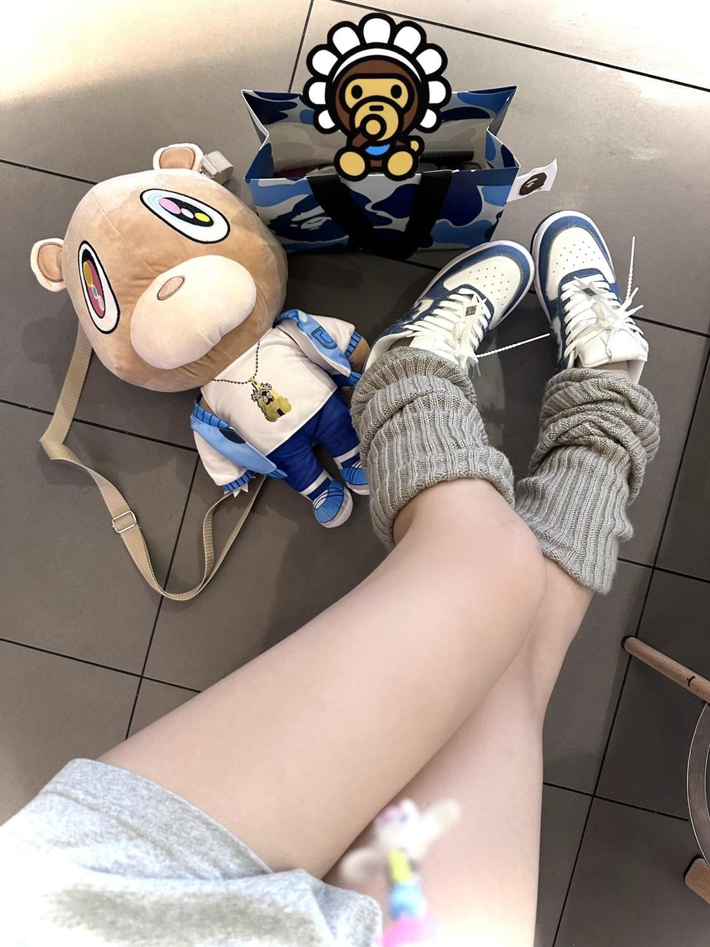 BlackBerry Bootleg Dropout Bear Graphic Street Style Women's Fabric Backpacks