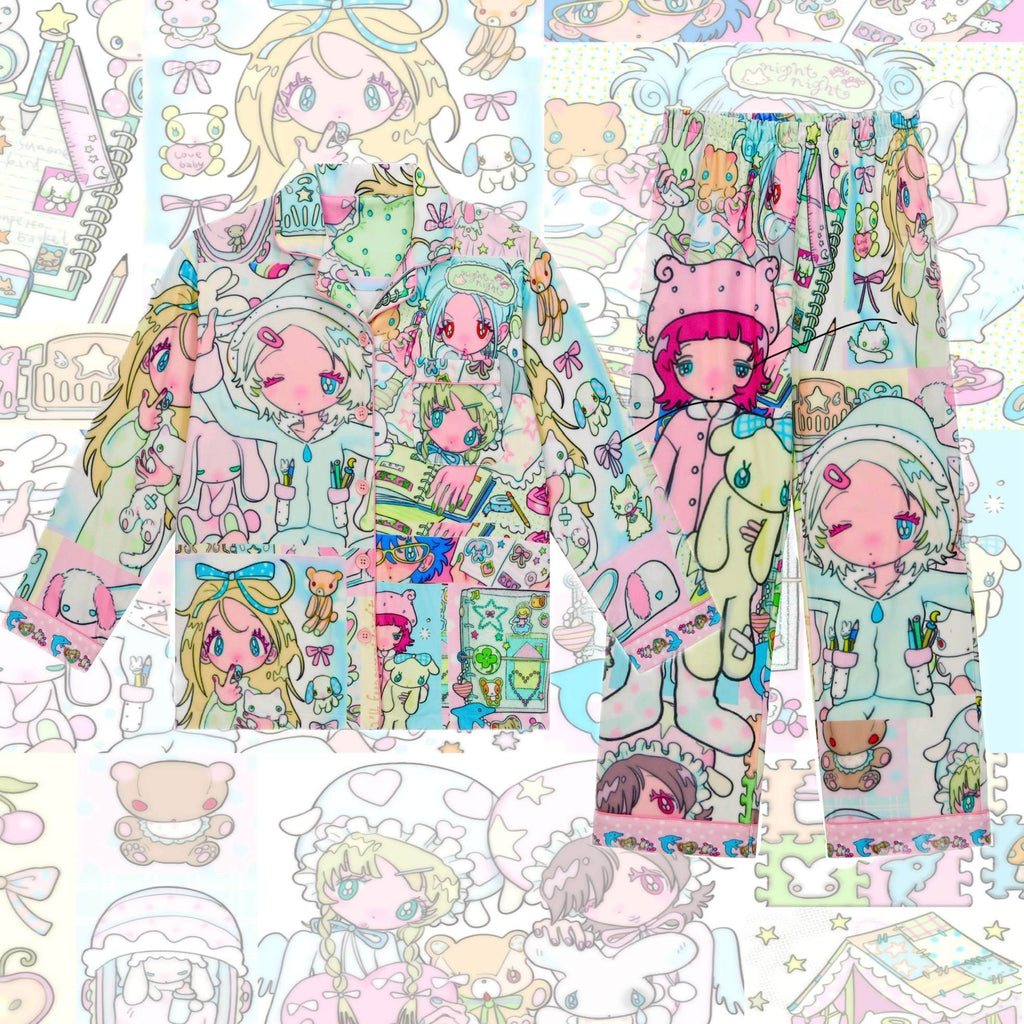 BlackBerry_Cartoon_Bird_Print_Long_Sleeve_Turn_Down_Collar_Women's_Casual_Top_&_Pants_Sets_977866731021_MISSTT