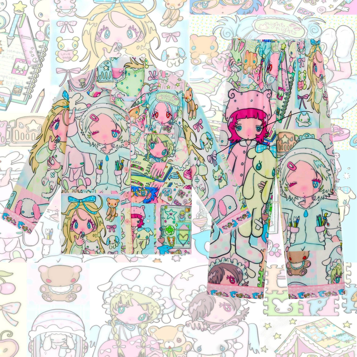 BlackBerry_Cartoon_Bird_Print_Long_Sleeve_Turn_Down_Collar_Women's_Casual_Top_&_Pants_Sets_977866731021_MISSTT