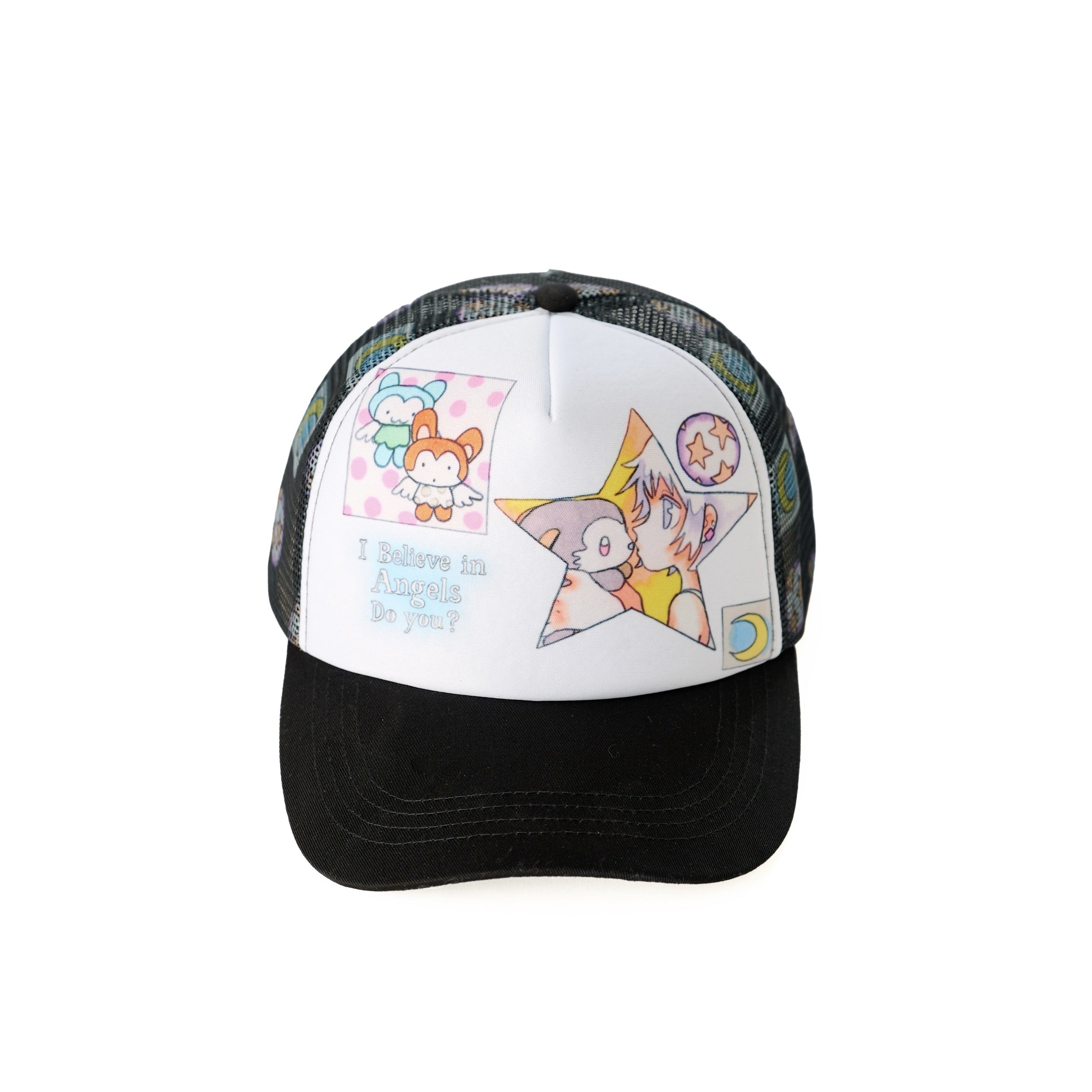 BlackBerry_Cute_Angel_Cartoon_Print_Trucker_Women's_Cotton_Baseball_Caps_873349191222_MISSTT