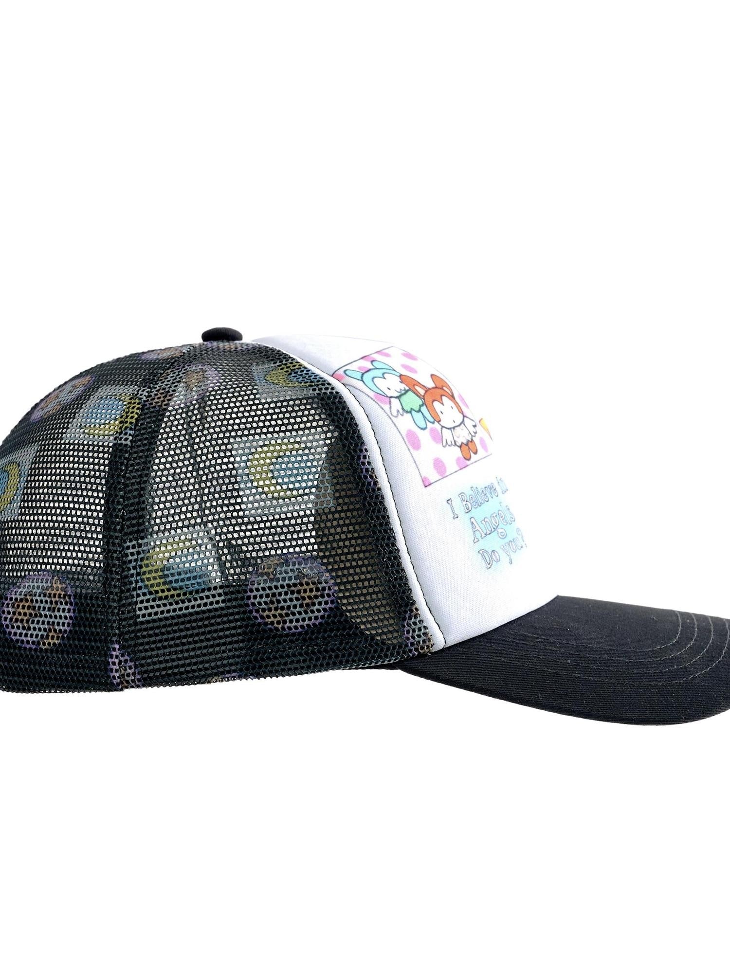 BlackBerry Cute Angel Cartoon Print Trucker Women's Cotton Baseball Caps