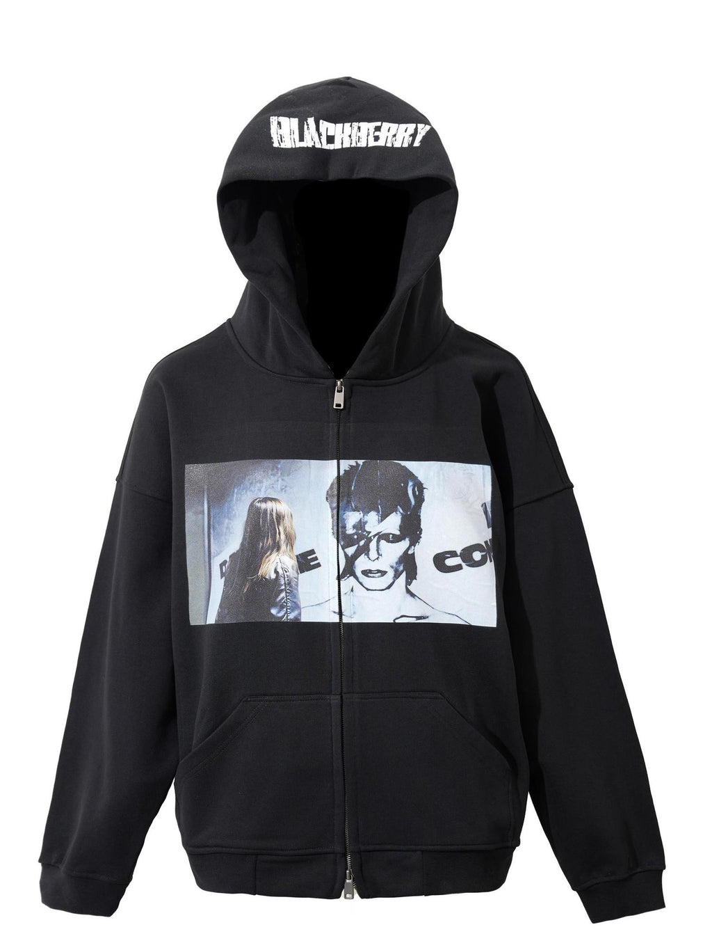 BlackBerry Dark Line Christiane F David Bowie Portrait Print Women's Zip-up Hoodies