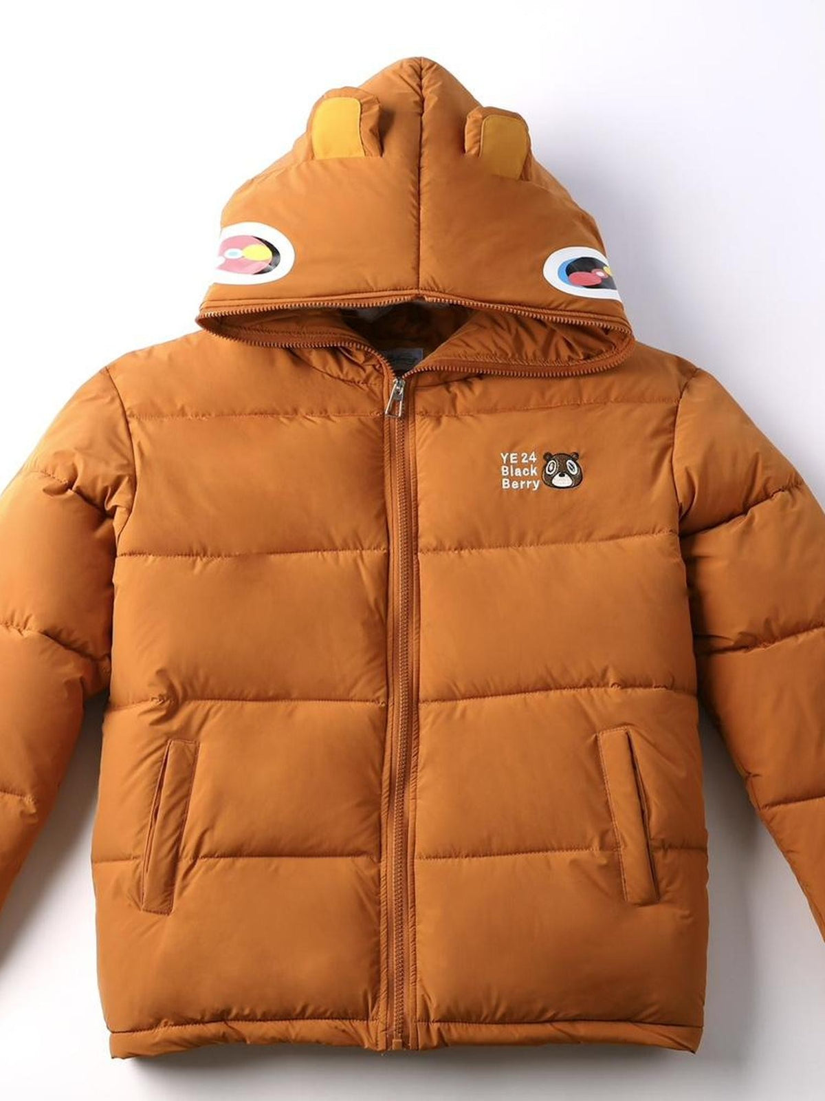 BlackBerry Embroidered Bear Full Zipper Heavyweight Women's Down Cotton Puffer Jackets