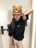 BlackBerry Graduation Bear Patch Adjustable Flat Brim Women's Cotton Baseball Caps