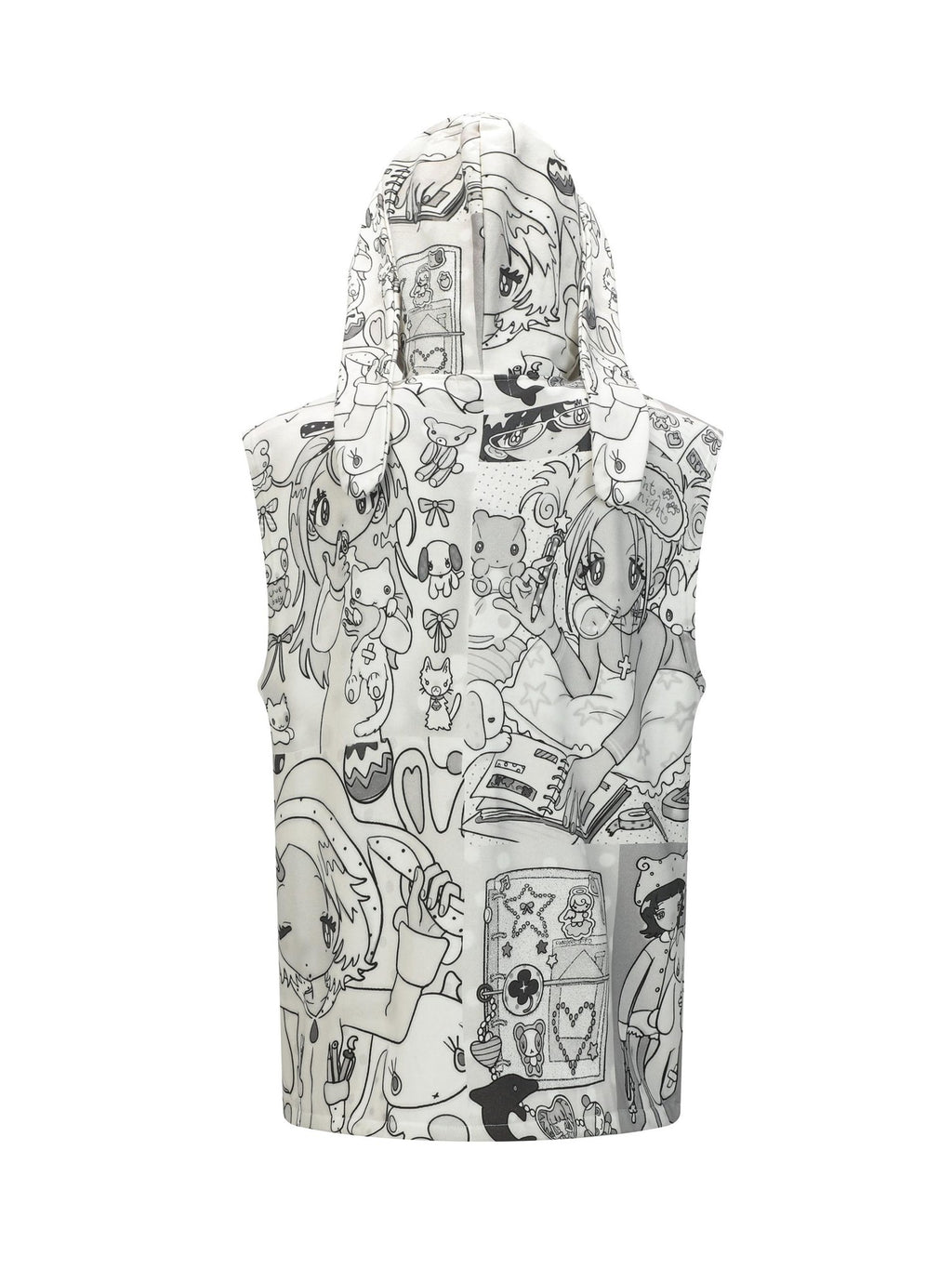 BlackBerry Gray Bunny Commuter Hooded Zipper Vest Women's Pure Cotton Tank Tops