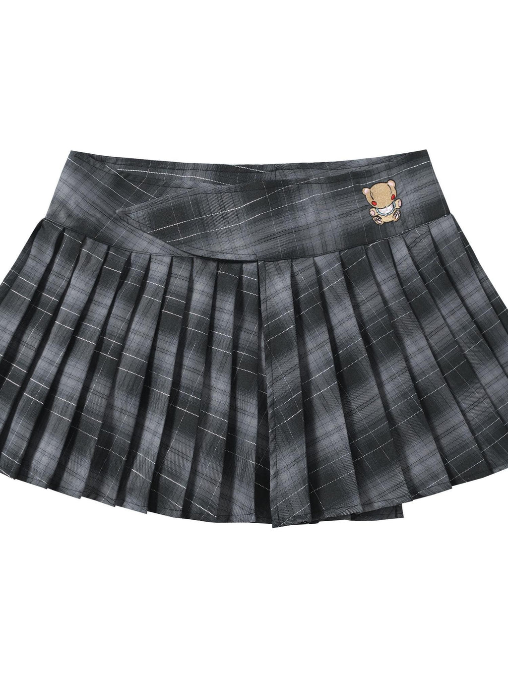 BlackBerry Grey Plaid Sweet High Waisted Slim Fit Women's Pleated Skirts