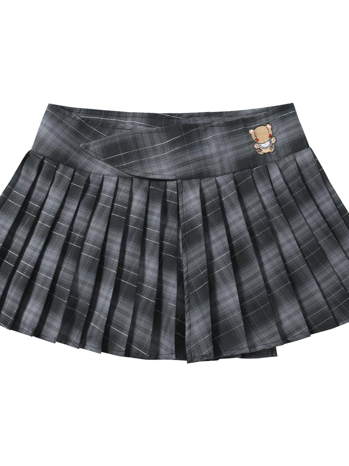 BlackBerry Grey Plaid Sweet High Waisted Slim Fit Women's Pleated Skirts