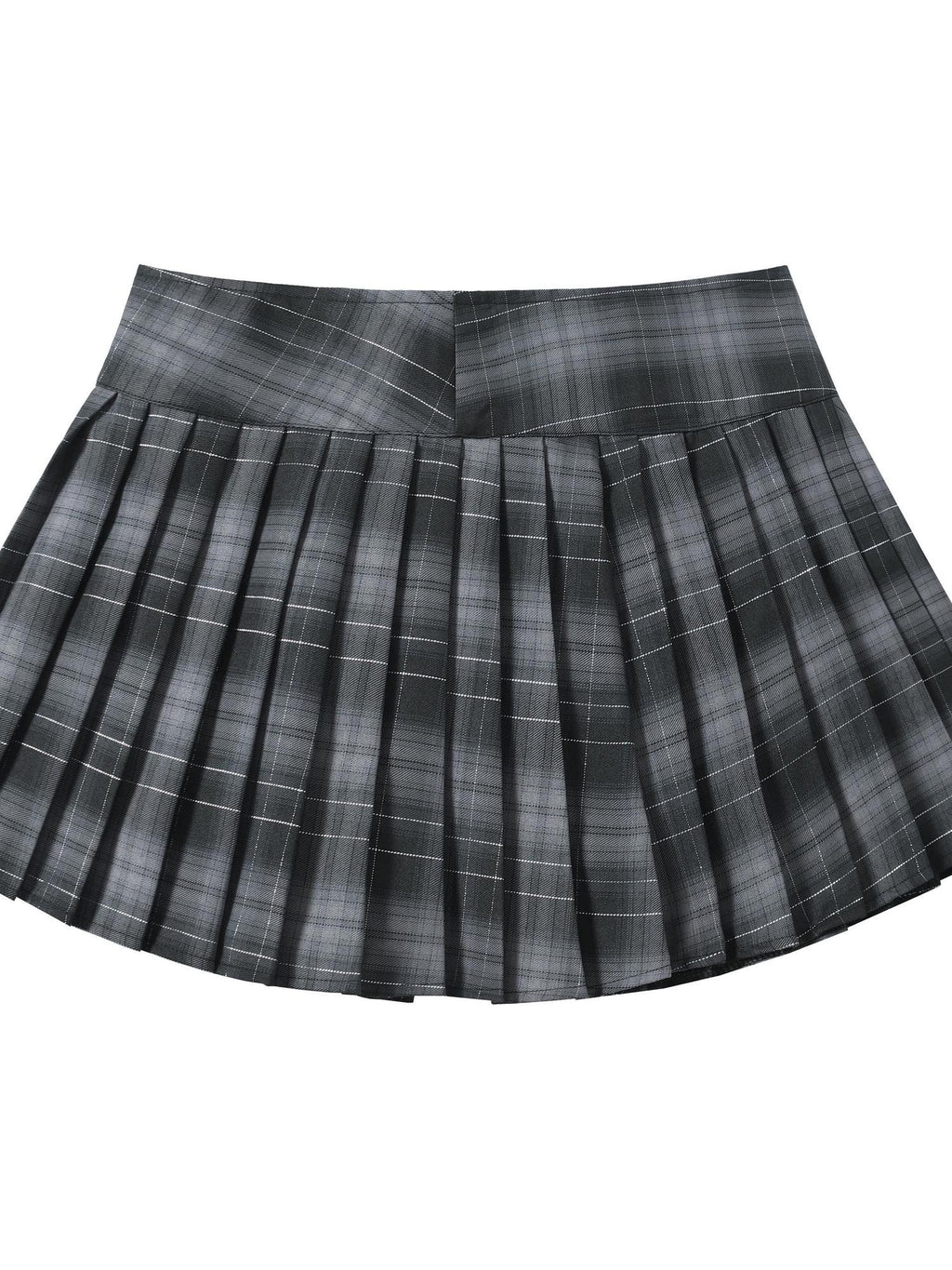 BlackBerry Grey Plaid Sweet High Waisted Slim Fit Women's Pleated Skirts