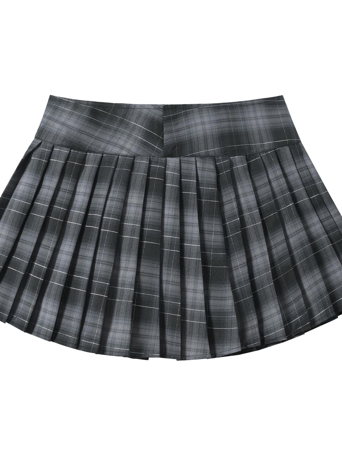 BlackBerry Grey Plaid Sweet High Waisted Slim Fit Women's Pleated Skirts