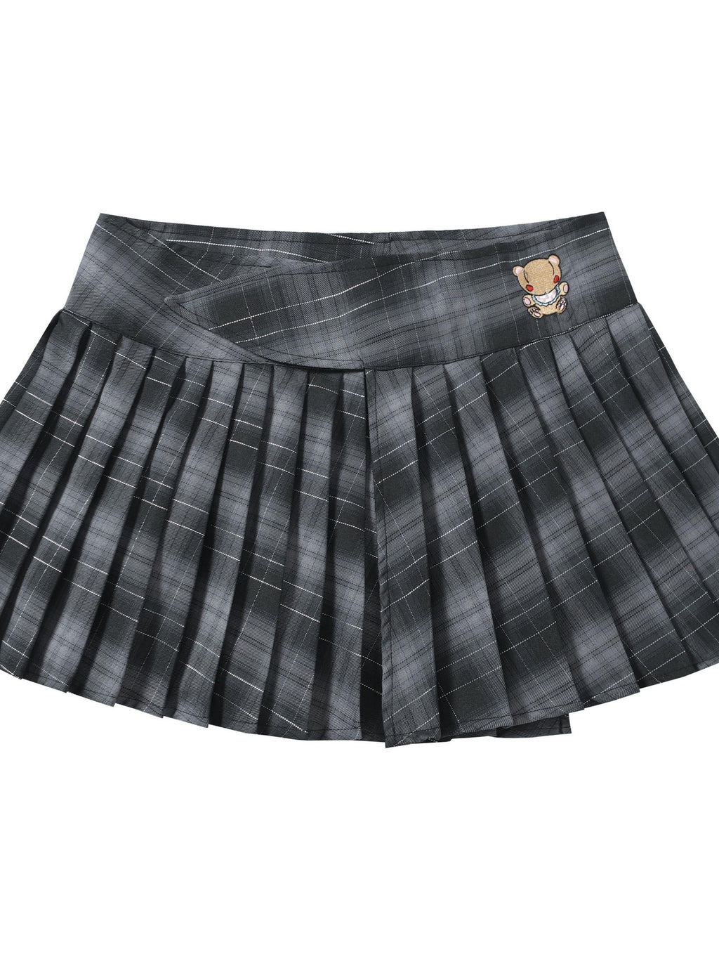 BlackBerry Grey Plaid Sweet High Waisted Slim Fit Women's Pleated Skirts