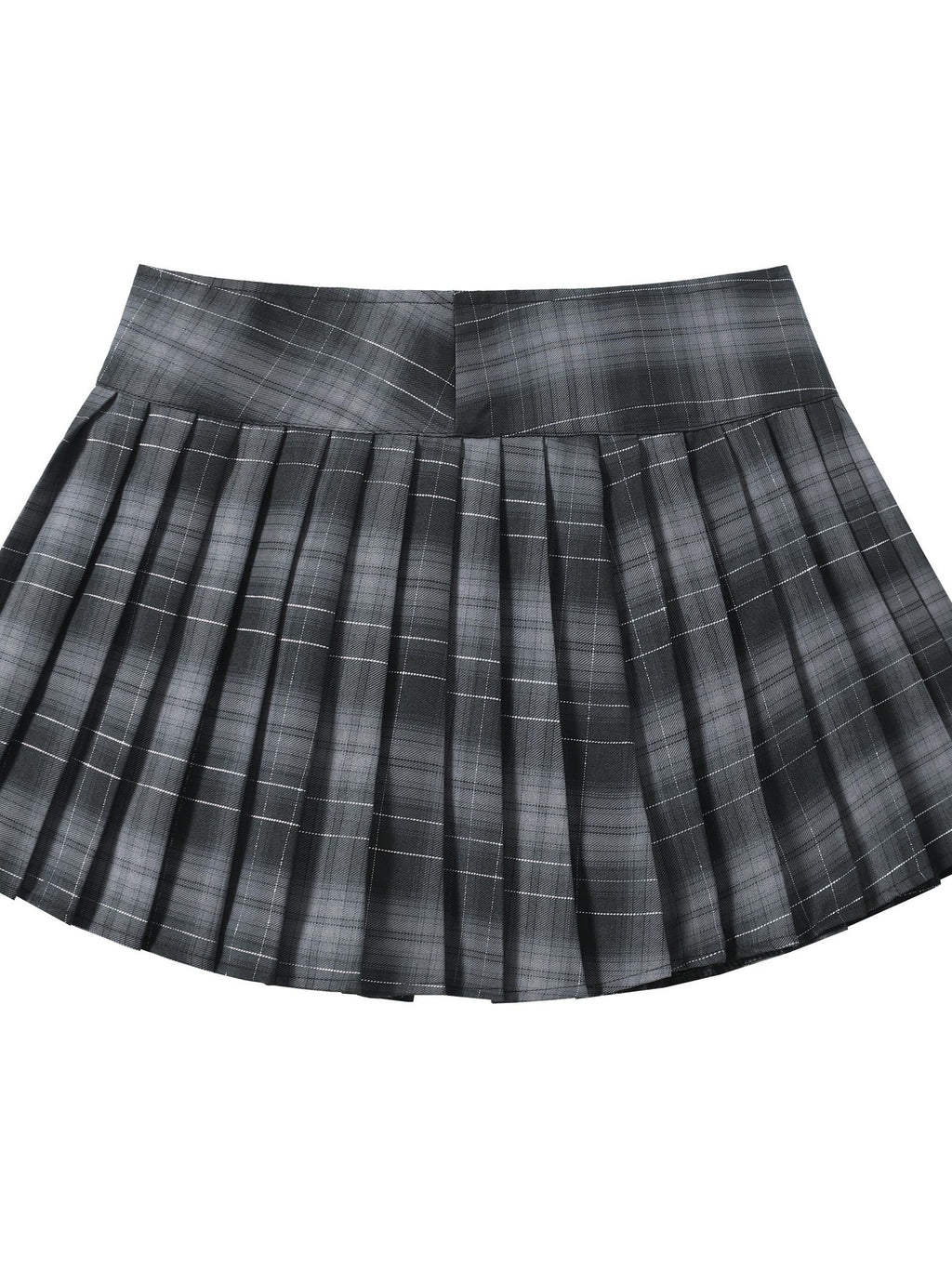 BlackBerry Grey Plaid Sweet High Waisted Slim Fit Women's Pleated Skirts