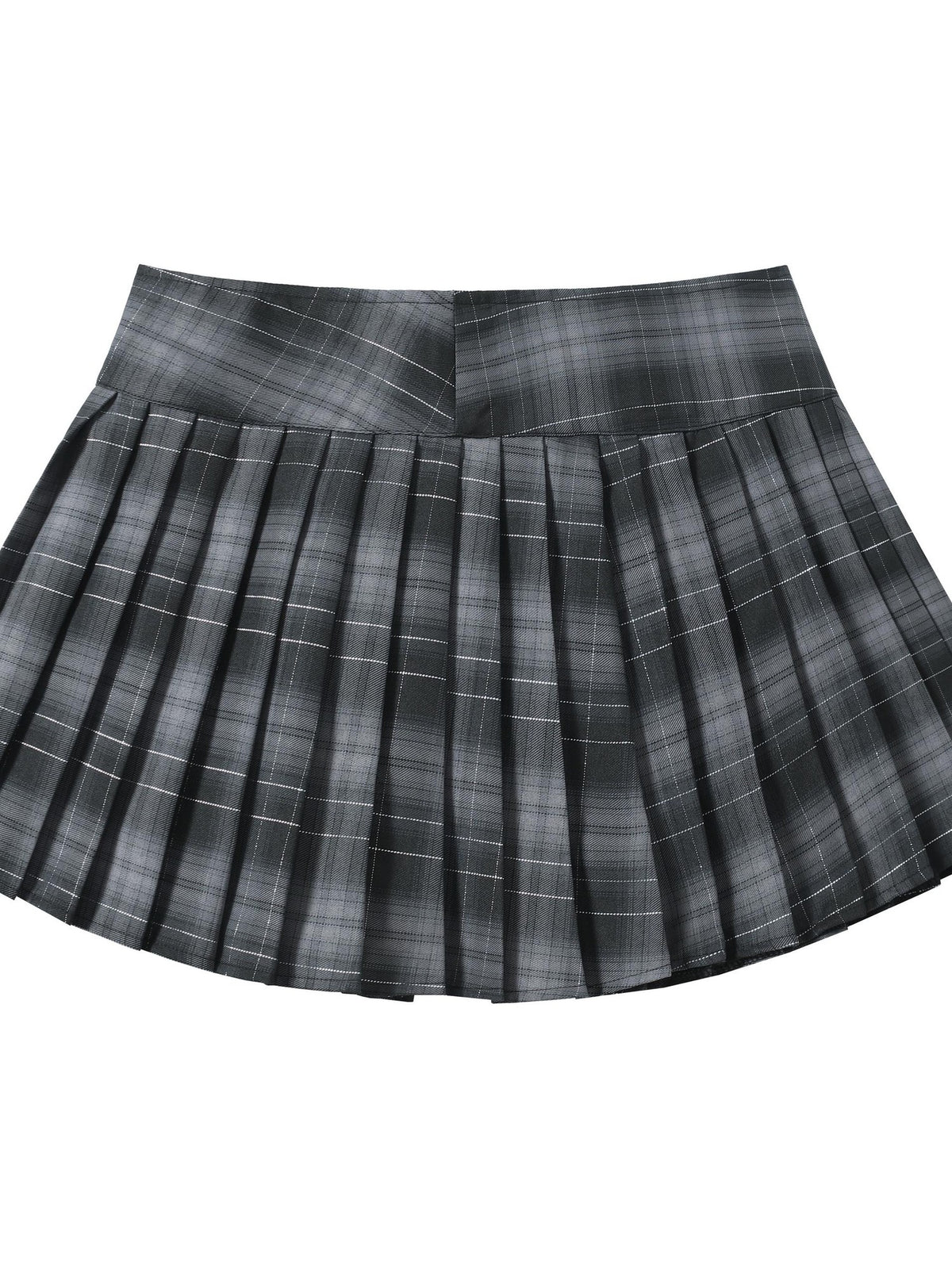 BlackBerry Grey Plaid Sweet High Waisted Slim Fit Women's Pleated Skirts