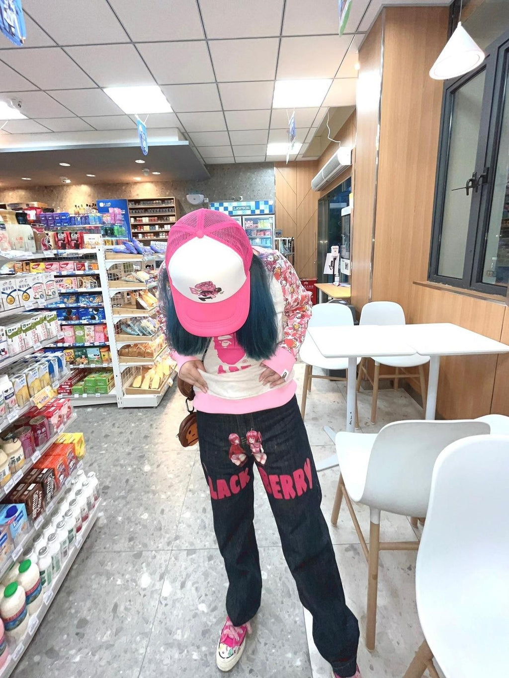 BlackBerry Kawaii Cute Girl Series Loose Fit Women's Relaxed Silhouette Baggy Jeans