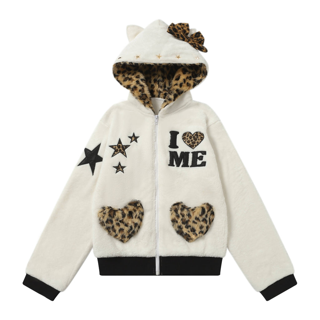 BlackBerry_Leopard_Cat_I_Love_Me_Print_Loose_Fit_Women's_Zip-up_Hoodies_1002249933052_MISSTT
