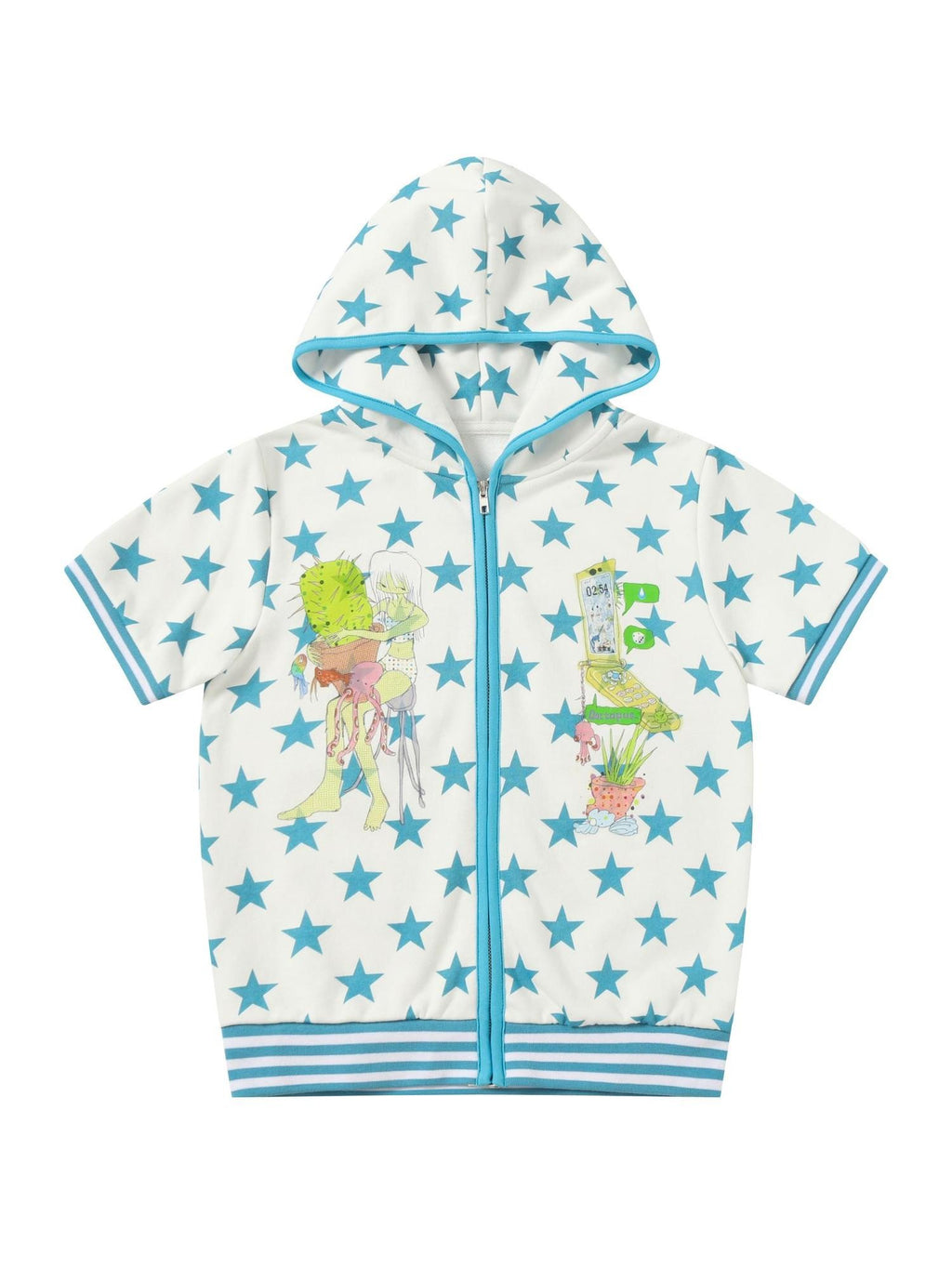BlackBerry Octopus Star Character Print Street Women's Terry Cloth Casual Top & Shorts Sets
