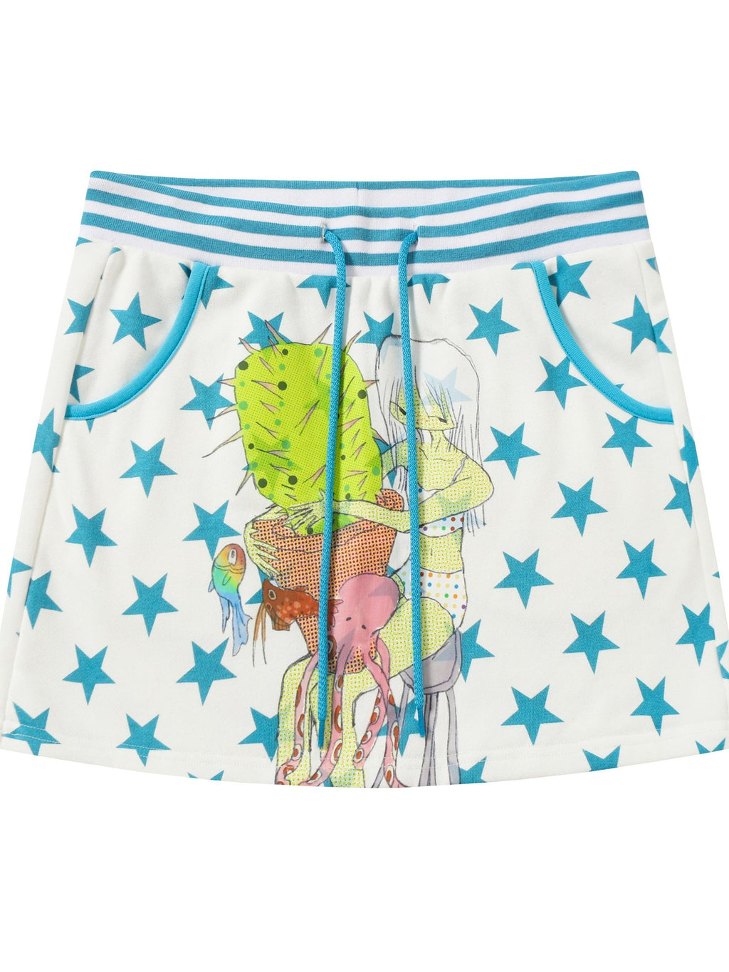 BlackBerry Octopus Star Character Print Street Women's Terry Cloth Casual Top & Shorts Sets