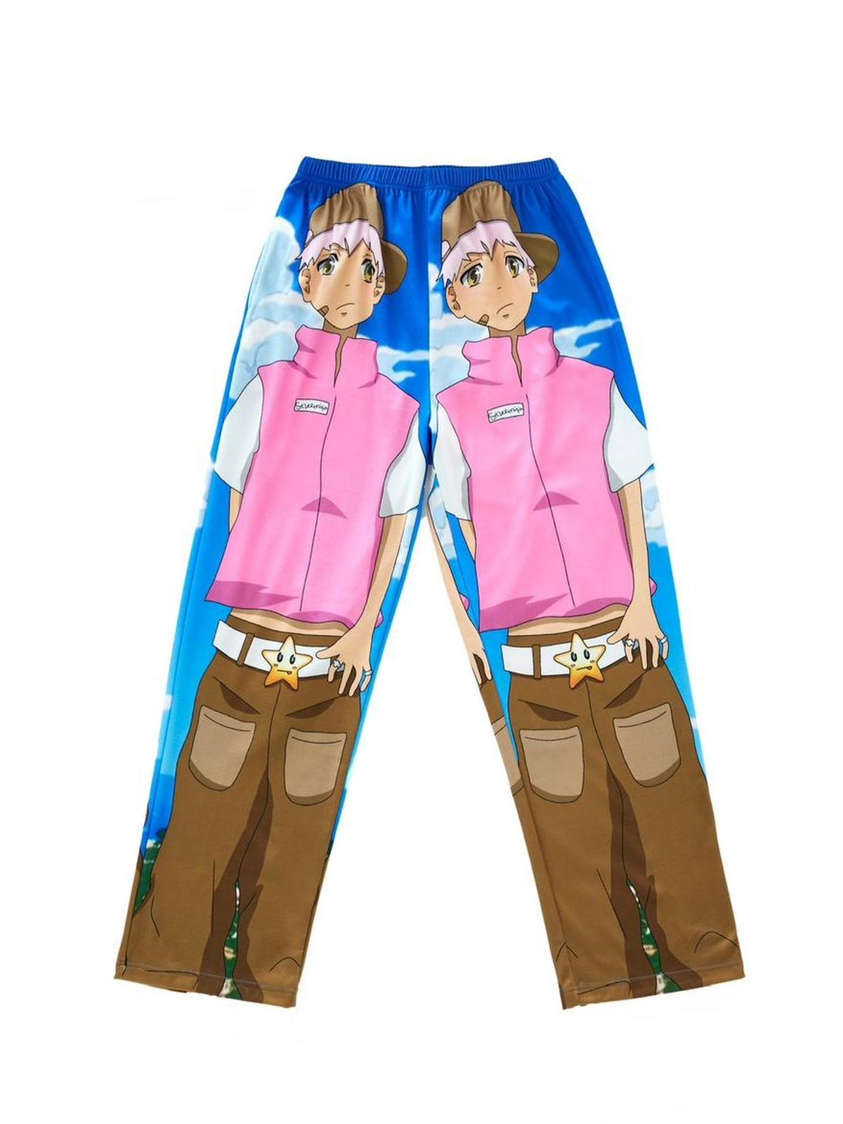 BlackBerry Pink Boy Graphic Button Collar Women's Derong Fleece Lounge Top & Pants Sets