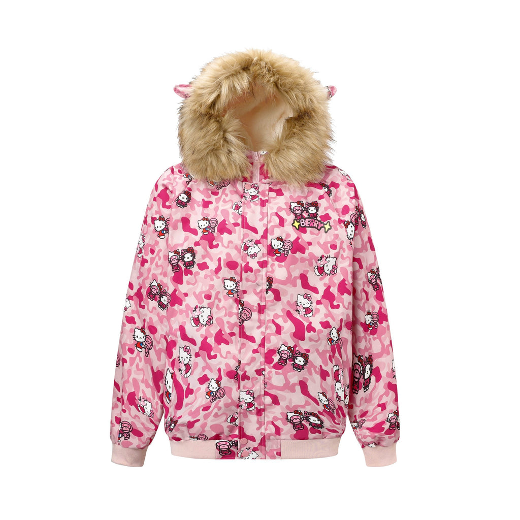 BlackBerry_Pink_Camo_Kitty_Print_Bomber_Fleece_Lined_Stand_Collar_Women's_Down_Jackets_874494247105_MISSTT