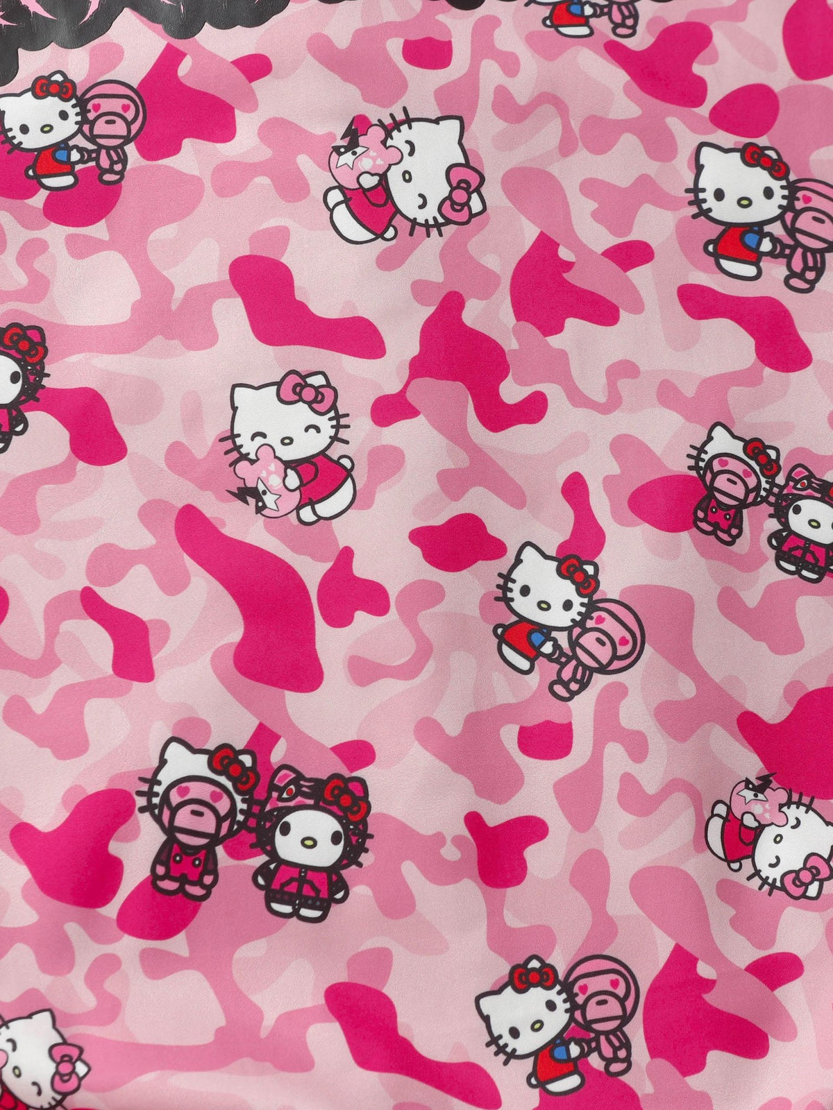 BlackBerry Pink Camo Kitty Print Bomber Fleece Lined Stand Collar Women's Down Jackets