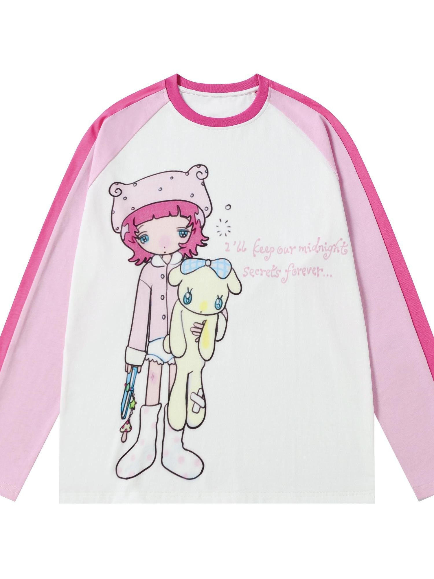 BlackBerry Pink Collab Girly Loose Fit Women's 100 Percent Cotton Long Sleeve T-shirts