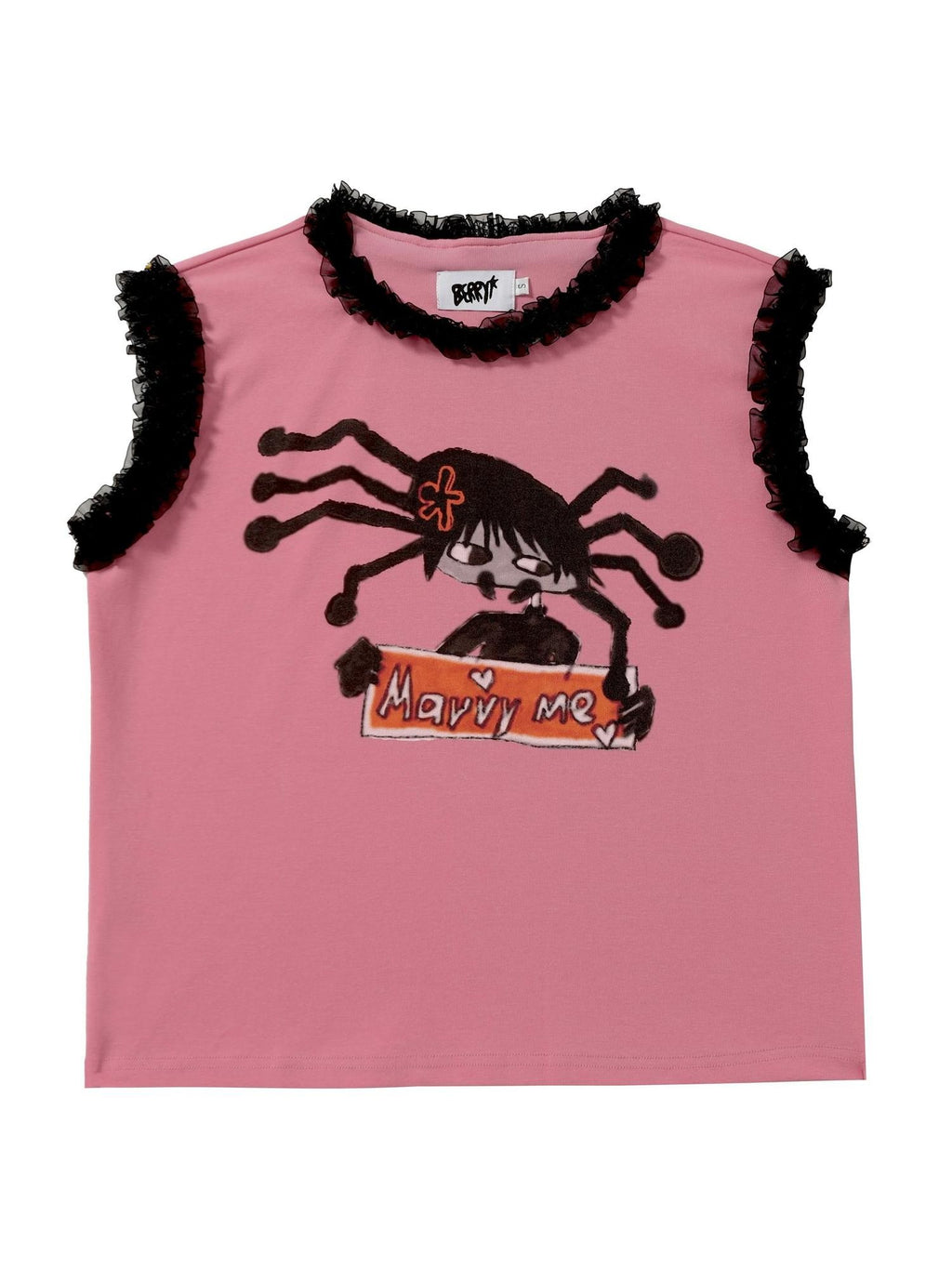 BlackBerry Pink Lace Patchwork Straight Cut Women's Cotton Regular Fit Tank Tops
