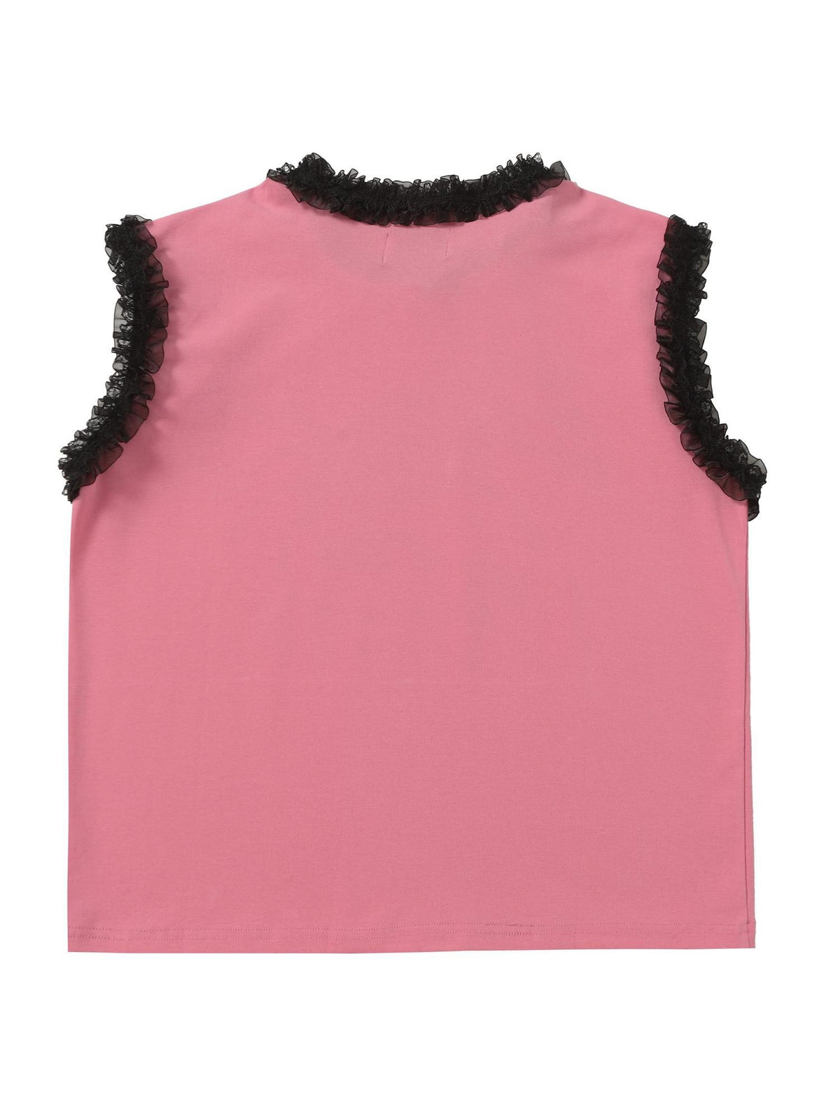 BlackBerry Pink Lace Patchwork Straight Cut Women's Cotton Regular Fit Tank Tops
