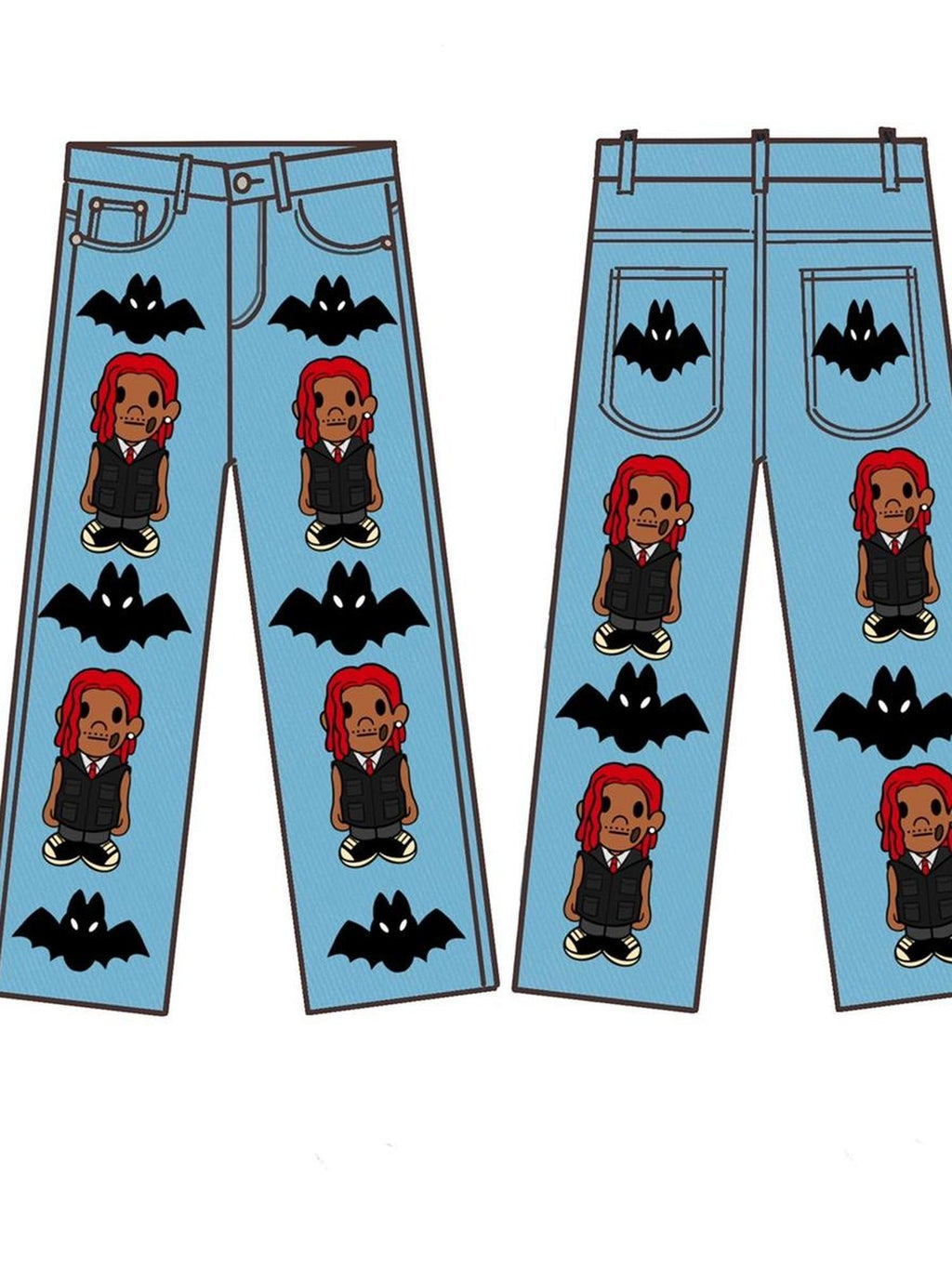 BlackBerry Pixel Console Graphic Retro Streetwear Women's Straight-leg Jeans