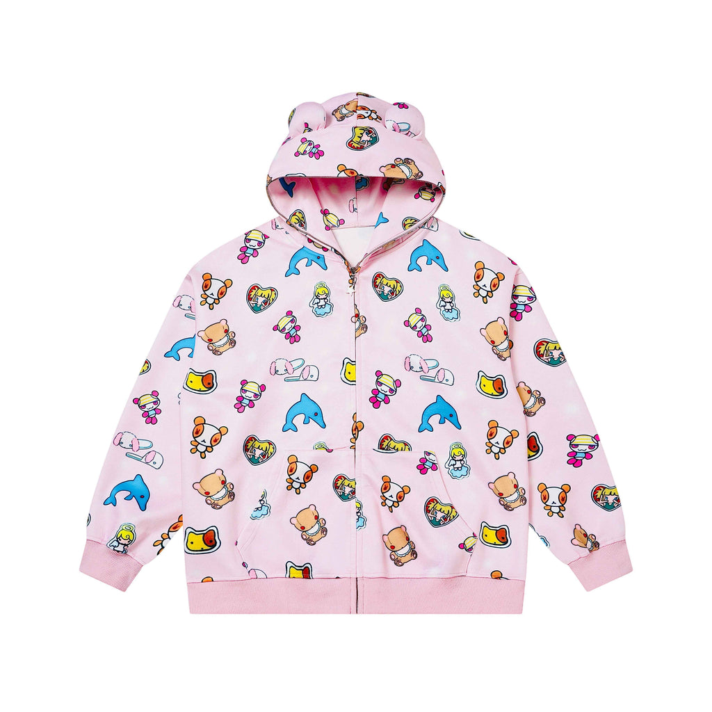 BlackBerry_Plush_Teddy_Ear_Doll_Applique_Women's_Polyester_Cotton_Zip-up_Hoodies_1078598567454_MISSTT