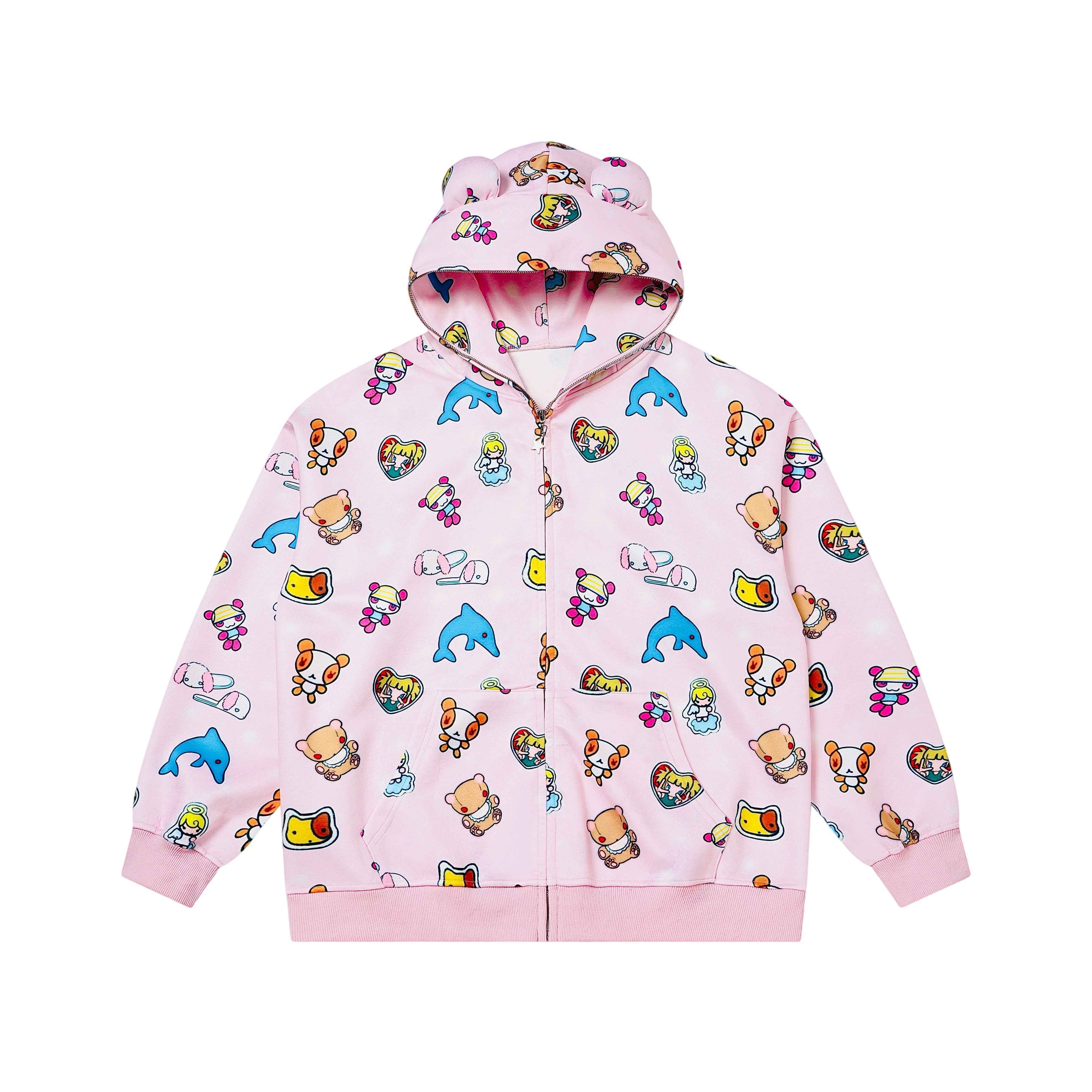 BlackBerry_Plush_Teddy_Ear_Doll_Applique_Women's_Polyester_Cotton_Zip-up_Hoodies_1078598567454_MISSTT